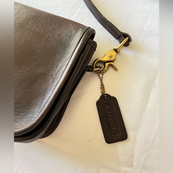 Vintage Coach Brown Leather Pocket Purse Shoulder Bag - Picture 8 of 14